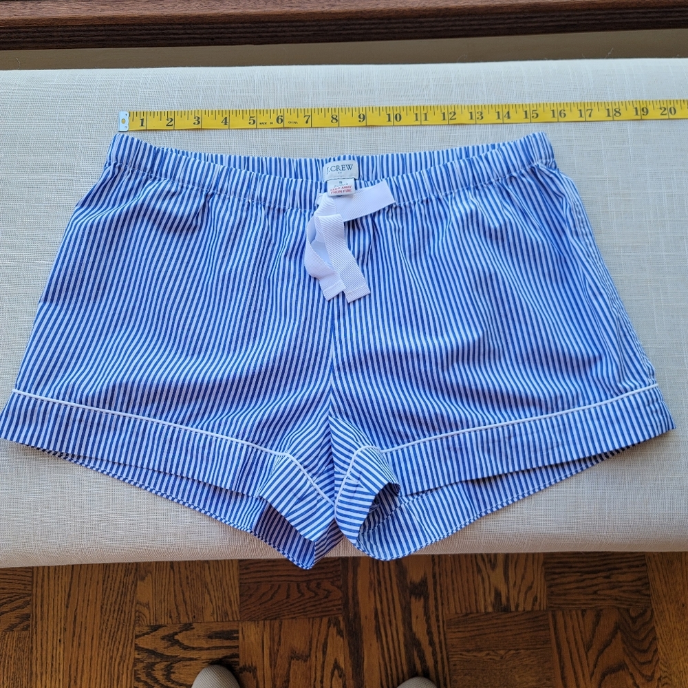 New! J.Crew Small S Blue Striped Cotton Shorts Top Pajama PJ set NWT - Picture 7 of 11
